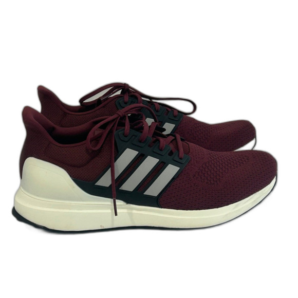 Adidas Running Sneakers Men’s Color Burgundy Maroon Knit Uppers Three Stripes - Picture 5 of 12